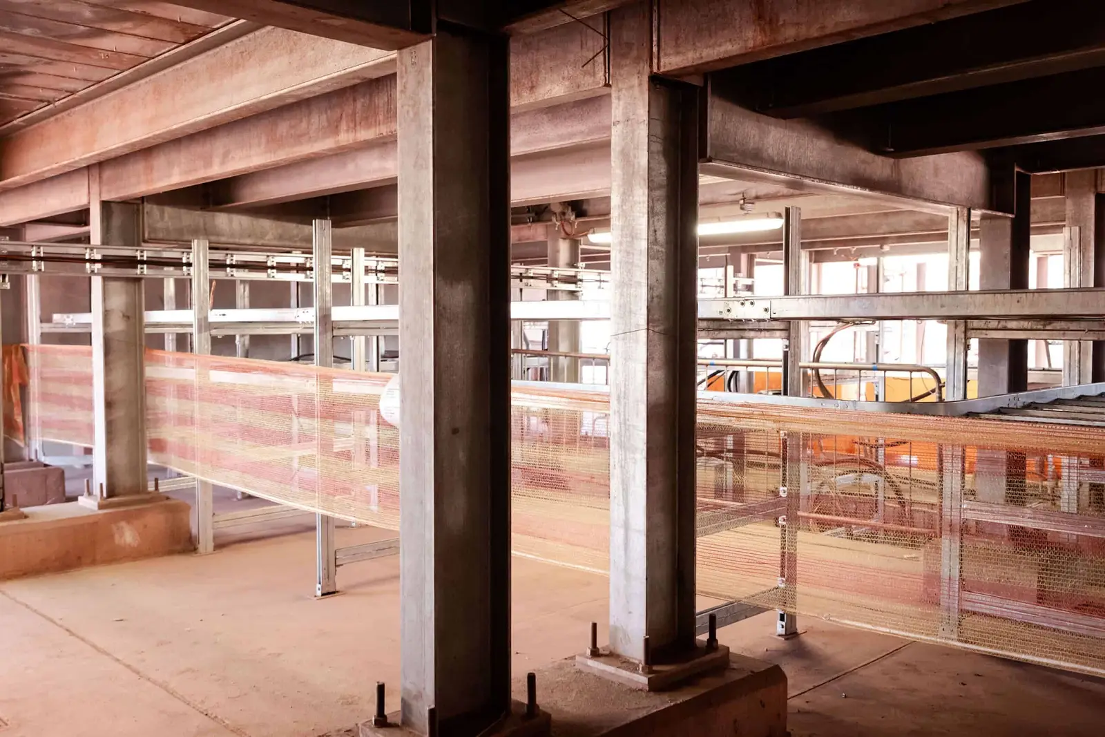 Steel framing inside a mining infrastructure construction project